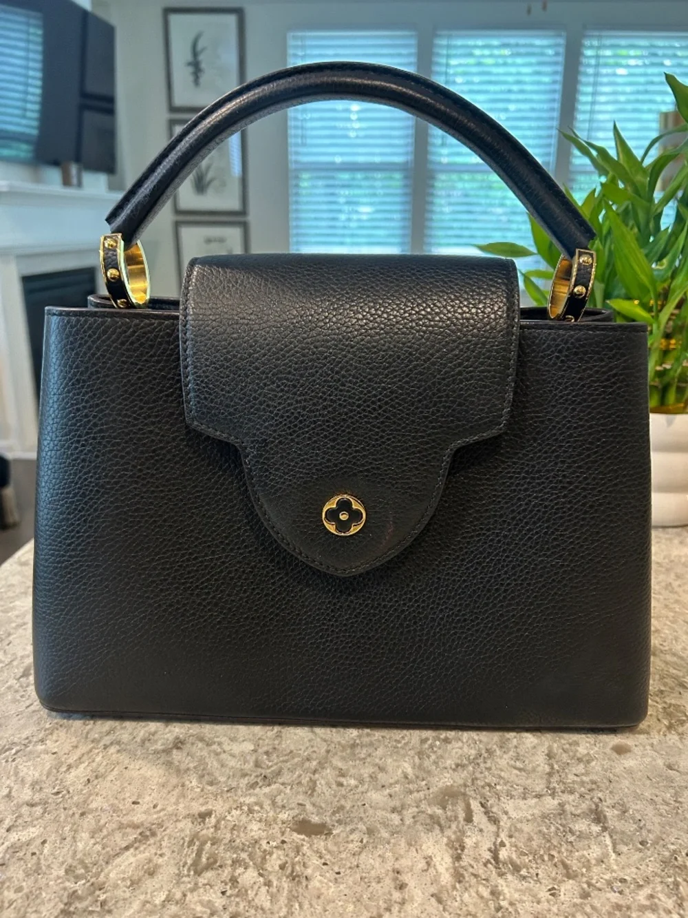 Louis Vuitton Capucines MM in Black Taurillon Leather and Gold Hardware